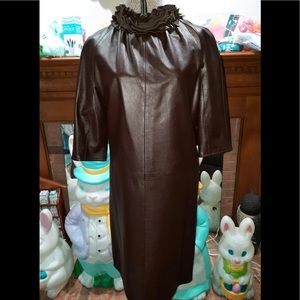 Saturday Sale! Genuine buttery soft  lambskin leather rich chocolate brown dress